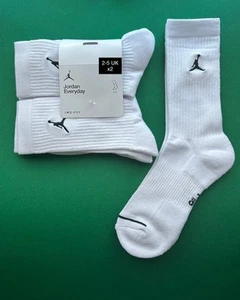 Nike Jordan Jumpman Everyday White Cushioned Cotton Crew Socks Kid Junior Womans - Picture 1 of 5
