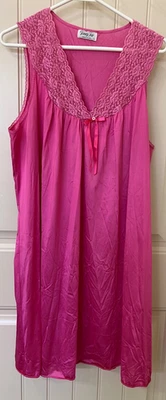 Camisón Vanity Fair para mujer grande rosa intenso vintage de nailon hecho en EE. UU. L Foto 1 de 4