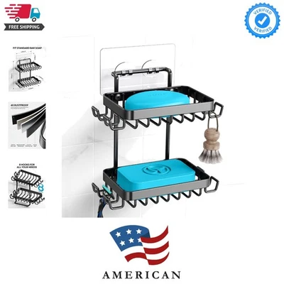 Versátil jabonera de 2 niveles con adhesivo fuerte - Solución moderna de almacenamiento de ducha Foto 1 de 4