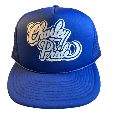 Gorra de camionero Charley Pride de colección delantera de espuma azul a presión trasera música country Foto 1 de 4