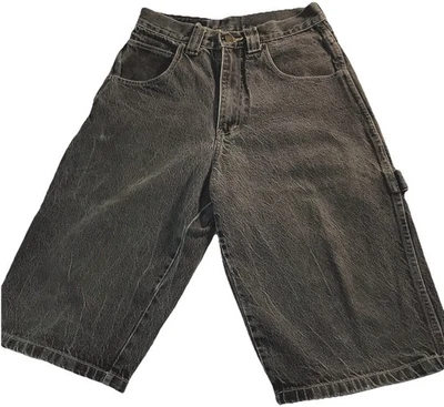 Y2K ENCYE Baggy Carpenter Faded Black Denim Shorts Size 28 Waist See Photos RARE - Image 1 of 4