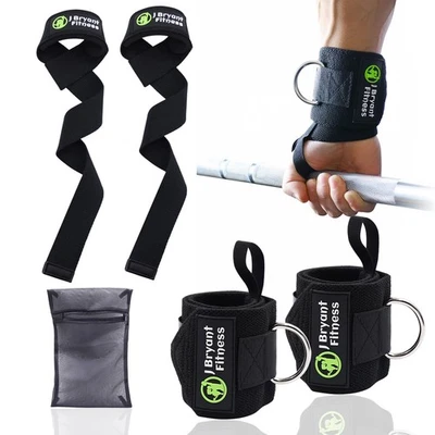 Weightlifting Wrist Wraps with D-Ring for Cable Machines, Washable Mesh Bag - Image 1 of 4
