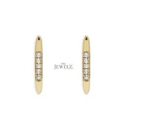 14K Gold 0.05 CT VS/F-G Diamond Minimalist Bar Studs Earrings - The Jewelz - Picture 1 of 4