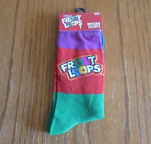 NEW Kids Womens Unisex Crazy FROOT LOOPS Cereal Novelty Logo Crew Socks 6 - 12 - Picture 1 of 1