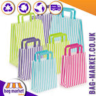 Candy Stripe Paper Carrier Bags - Flat Handle, Sweets, Cards, Cake, Gifts, Party