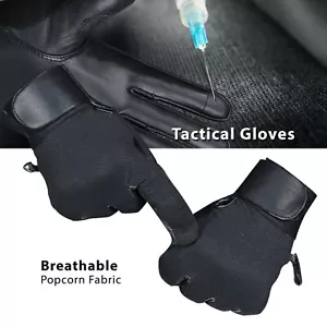 Gloves Leather All Weather Motorbike Motorcycle  Needle proof Tactical Glove - Picture 1 of 5