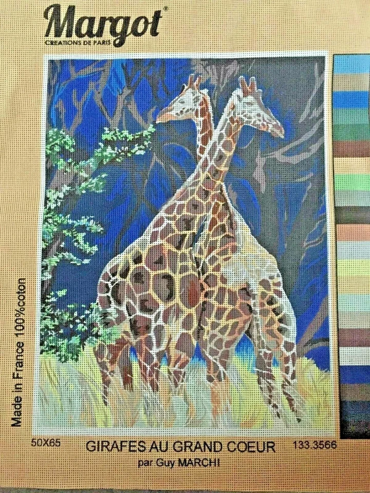 @@@SUPERBE CANEVAS NEUF MARGOT *65X50CM*- GIRAFES AU GRAND COEUR@@@ - Photo 1/1