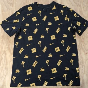 Nike Camisa Para Hombres L Negro Amarillo AOP Tenis Just Do It Camiseta S/S Cadenas de Baloncesto - Imagen 1 de 6