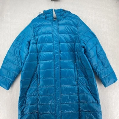 Abrigo acolchado Woman Within para mujer azul con cremallera bolsillos con capucha forrado más 1X nuevo Foto 1 de 4