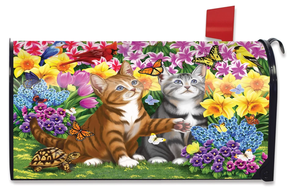 Garden Kittens Spring Magnetic Mailbox Cover Cats Standard Briarwood Lane - Image 1 of 4