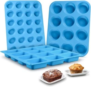 Silicone Muffin Pan - Cupcake Pan,Mini Loaf Pan Silicone Baking Molds Food Grade - Picture 1 of 9