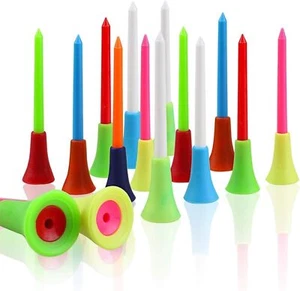 Rubber Cushion Top Plastic Golf Tees Mixed Colors Pack of 50pcs (3-1/4") - Picture 1 of 4
