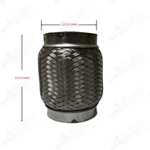 US 2.25" ID x 4" Length Stainless Steel Exhaust Flex Pipe Double Braid Coupling - Imagen 1 de 3