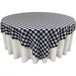LA Linen Square Checkered Tablecloth 72 by 72-Inch. Made in USA - Picture 1 of 10