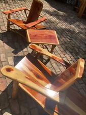 Rustic Cedar Adirondack Lounge Chairs Table Handmade Live Edge Outside Inside