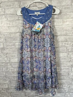 NWT DSigned Disney Blue Paisley Dress Girls Size Large 14/16 - Image 1 of 4