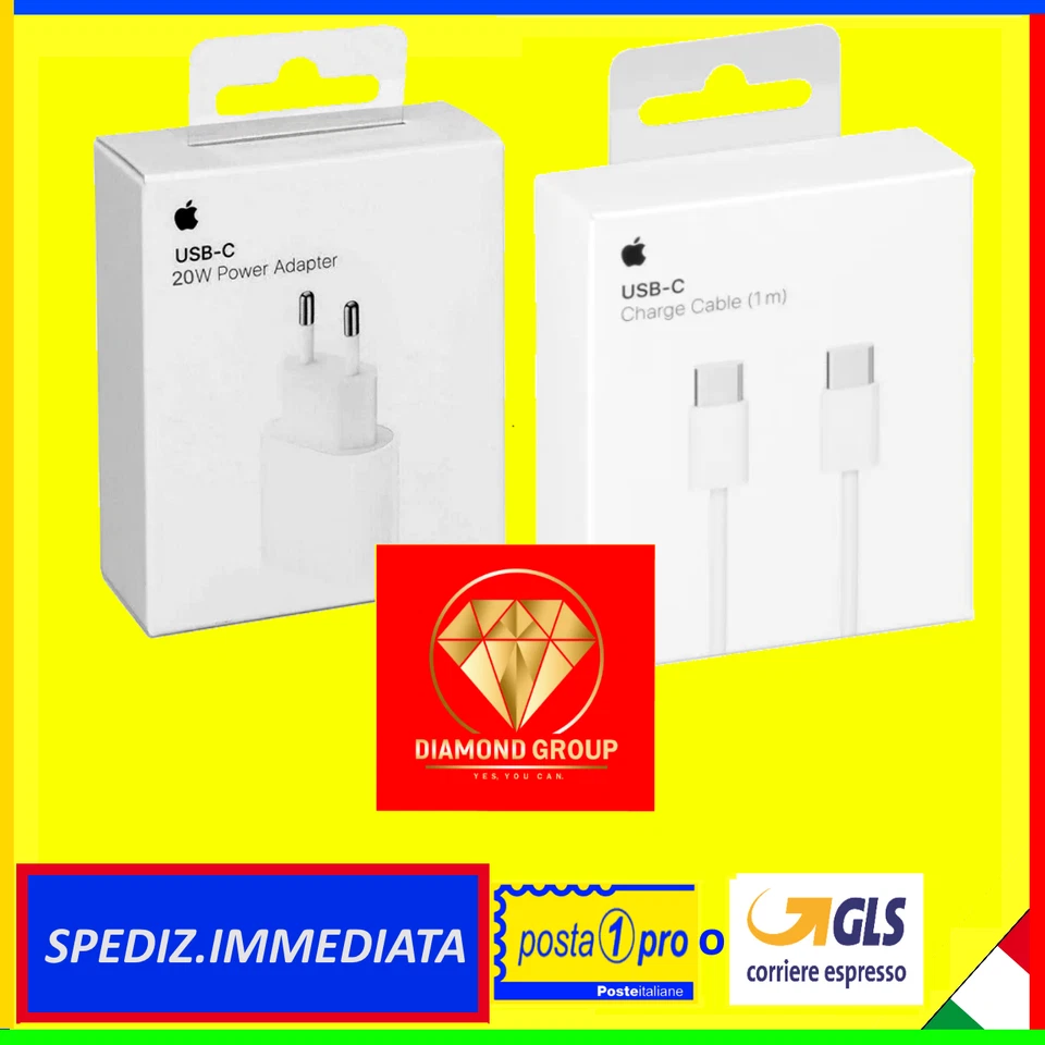 caricabatteria e cavo ORIGINALE per APPLE per iphone 15 16 17 pro max caricatore - Immagine 1 di 1