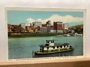 Veduta dal fiume Ohio di Wheeling, WV - Cartolina d'epoca - Foto 1 di 3