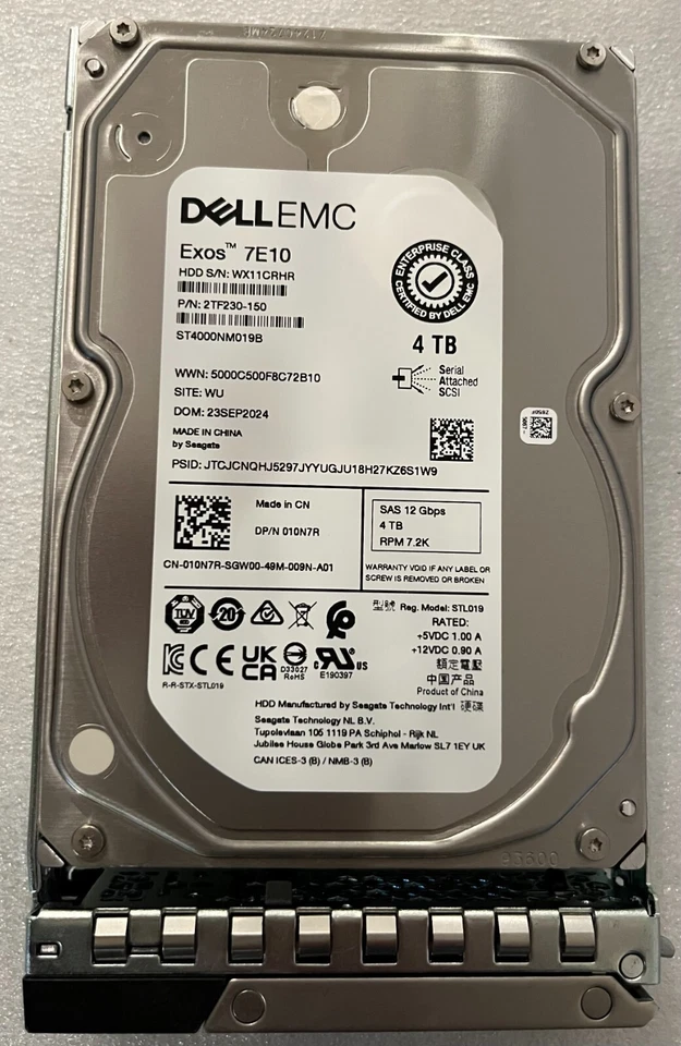 10N7R DELL SEAGATE ST4000NM019B 4TB 7.2K 12G SAS 3.5" HDD 010N7R - Image 1 of 1
