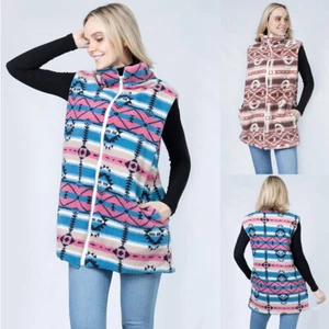 Anthropologie Style Sherpa Fleece Vest with Zipper Shawl Ruana Cardigan Sweater - Picture 1 of 7