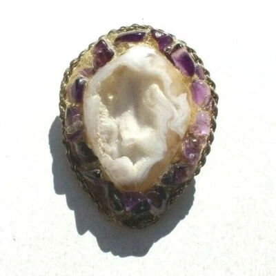 De colección Piedra preciosa púrpura (ágata piedra geoda cristal) vaquero occidental corbata clip decoración  Foto 1 de 2