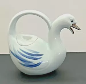 Tetera de cerámica Takahashi Blueware cisne/ganso pintada a mano de colección - Imagen 1 de 12
