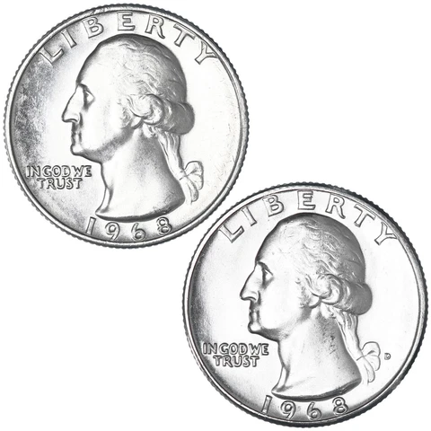 1968 P D Washington Quarter BU 2 Coin Year Set Cover