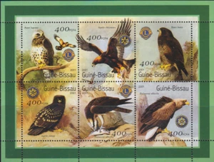 GUINEA BISSAU BIRDS OF PREY/LIONS CLUB LOGO ON STAMPS SOUVENIR SHEET 2001 MNH - Picture 1 of 1