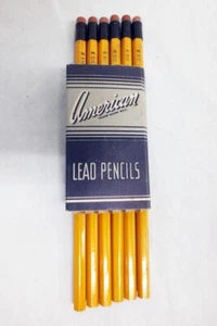 Vintage American Pencil Co Venus Autograph No 3 Yellow Black Eraser Mount 6 Pcs - Picture 1 of 8