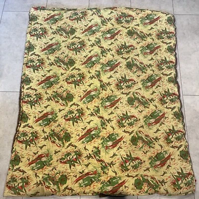 De Colección Coleman Saco de Dormir Rollo OD Franela Amarilla Patos Voladores Caza Acolchado Años 60 Foto 1 de 4
