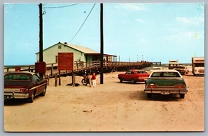 Postcard Port Aransas TX c1960s Horace Caldwell Pier Old Cars Gulf Coast Beach - Picture 1 of 2