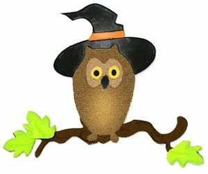 Sizzix Bigz Owl on Branch with Witch Hat die #655567 Retail $19.99, Sweet Fun!!! - Picture 1 of 2