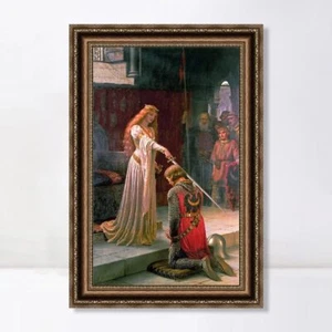 Framed Canvas Wall Art Giclee Print The Accolade by Edmund Blair Leighton - Picture 1 of 6