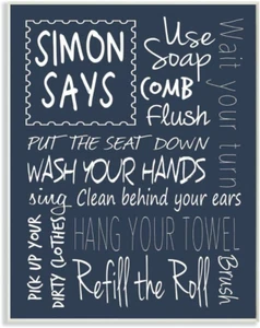 Stupell Home Décor Simon Says Bath Rules Chalkboard Bathroom Wall Plaque, 10 X 0 - Picture 1 of 12