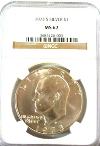 1973 S Silver Eisenhower $1, NGC Graded MS 67 - Picture 1 of 5