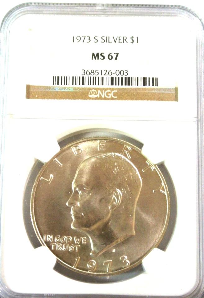 1973 S Silver Eisenhower $1, NGC Graded MS 67 - Image 1 of 4