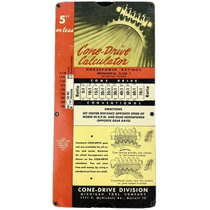 Michigan Tool Cone-Drive Calculator Capacity Slide Rule Vtg 1960s Detroit USA - Picture 1 of 2