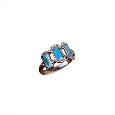 Oferta Día de la Madre Topacio Azul Suizo Piedras Preciosas Electroformadas Anillo Joyería Cobre Foto 1 de 4
