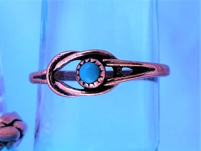 Hand Crafted Copper Ring~ Infinity w/Turquoise Stone~ Healing Effects Of Copper - Image 1 of 4