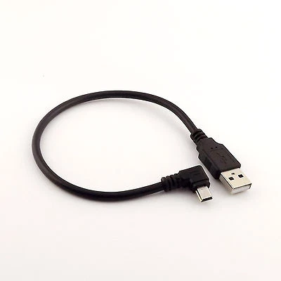 1x USB 2.0 A Male to 90 Degree Left Angled Mini USB Male Data Charging Cable 1FT - Image 1 of 4
