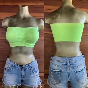 NWOT NEON Yellow BANDEAU Tube TOP Bralette ONE SIZE - Picture 1 of 11