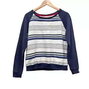 Lemlem Sweatshirt Navy Blue Cotton Weave Striped Tunic Top Women's Size M - Picture 1 of 13