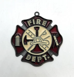 Vintage Fire Department Holiday Ornament Window Hanger - Picture 1 of 3