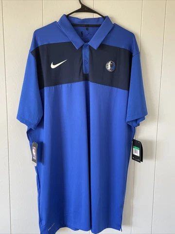 Nike Blue Dallas Mavericks Dri-Fit Men's Size XLT Authentic NBA Polo Rare Cover