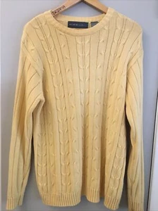 Oscar De La Renta Men YELLOW Long Sleeve Crew Neck Knit Sweater M - Picture 1 of 4