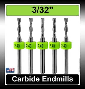3/32 Zoll Schaftfräser, zweiflötig, Hartmetall 0,390 Zoll Tiefe, FÜNF Stück Made in USA M113 - Bild 1 von 5