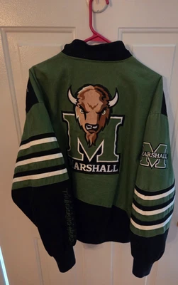 JAQUETA MARSHALL UNIVERSITY GRANDE 100% ALGODÃO VERDE FEITA NA COREIA. - Imagem 1 de 4