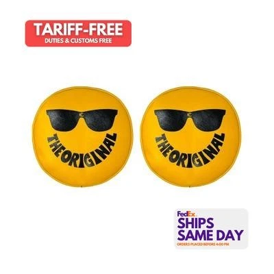 Paquete de 2 cubiertas de vinilo amarillo Kc Hilites 5805 8 pulgadas redondas amarillas con Smiley Sungl Foto 1 de 4