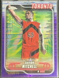 2024 Topps Chrome Davion Mitchell Purple Pulsar /275 Toronto Raptors - Bild 1 von 3