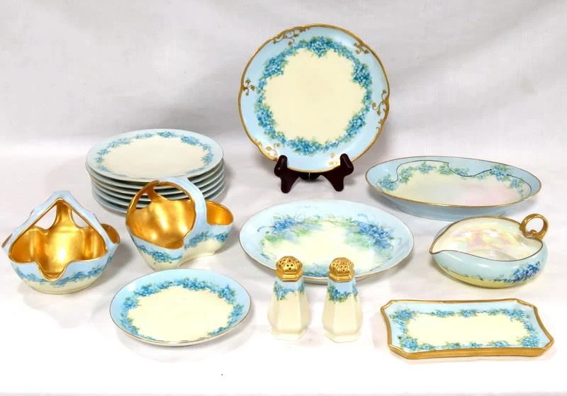 Hutschenreuther Selb Bavaria China - No me olvides azul y dorado floral Foto 1 de 1